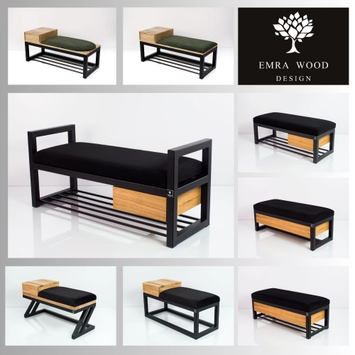 Ławki metalowe industrialne siedzisko gładkie tkaniny z szufladką Ławki metalowe industrialne siedzisko gładkie tkaniny z szufladką