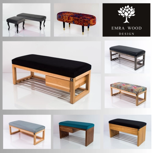 Ławki drewniane siedzisko gładkie