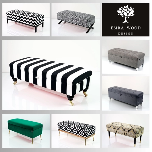 KUFRY SKRZYNIE TAPICEROWANE GŁADKIE