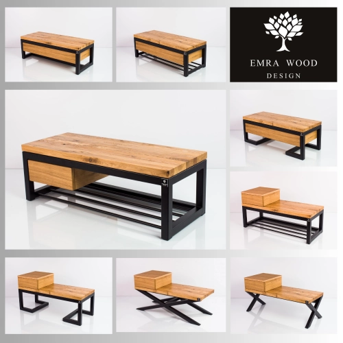 Ławki metalowe loft siedzisko blat z szufladką Ławki metalowe loft siedzisko blat z szufladką