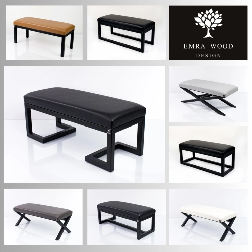 Ławki metalowe industrialne siedzisko gładkie eko-skóry Ławki metalowe industrialne siedzisko gładkie eko-skóry