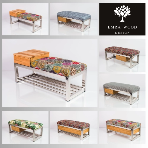 Ławki stal nierdzewna polerowana / szczotkowana siedzisko gładkie wzory z szufladką Ławki stal nierdzewna polerowana / szczotkowana siedzisko gładkie wzory z szufladką