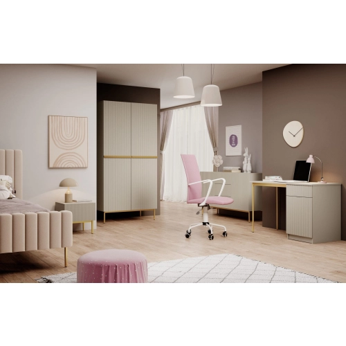 Biurko Nicole 120 cm z szufladą - biały mat / czarne nóżki