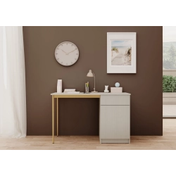 Biurko Nicole 120 cm z szufladą - kaszmir / złote nóżki