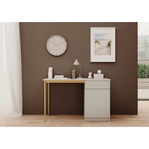 Biurko Nicole 120 cm z szufladą - kaszmir / złote nóżki