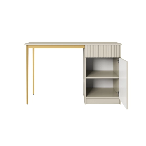 Biurko Nicole 120 cm z szufladą - kaszmir / złote nóżki