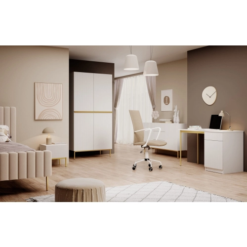 Biurko Nicole 120 cm z szufladą - czarny mat / złote nóżki