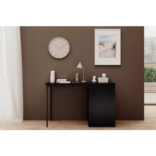 Biurko Nicole 120 cm z szufladą - czarny mat / czarne nóżki