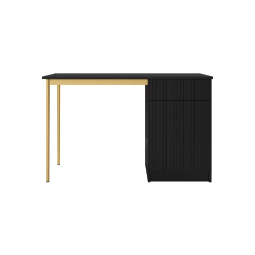 Biurko Nicole 120 cm z szufladą - czarny mat / złote nóżki