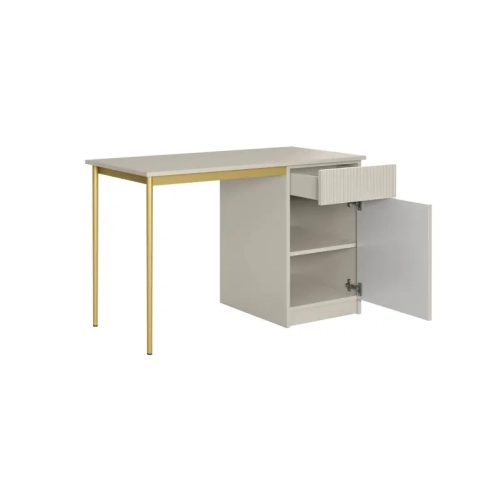 Biurko Nicole 120 cm z szufladą - kaszmir / złote nóżki