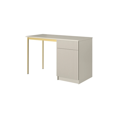 Biurko Nicole 120 cm z szufladą - kaszmir / złote nóżki