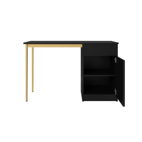 Biurko Nicole 120 cm z szufladą - czarny mat / złote nóżki
