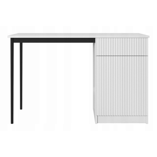 Biurko Nicole 120 cm z szufladą - biały mat / czarne nóżki
