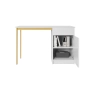 Biurko Nicole 120 cm z szufladą - biały mat / złote nóżki