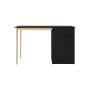 Biurko Nicole 120 cm z szufladą - czarny mat / złote nóżki