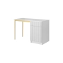 Biurko Nicole 120 cm z szufladą - biały mat / złote nóżki