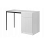 Biurko Nicole 120 cm z szufladą - biały mat / czarne nóżki