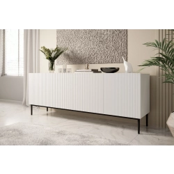 Komoda Nicole 200 cm na metalowych nogach - biały mat / czarne nóżki
