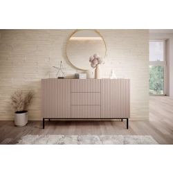 Komoda Nicole 150 cm z szufladami i półkami - antyczny róż / czarne nóżki - Limitowana oferta