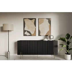 Komoda Malmi 200 cm - czarny mat / złote nóżki