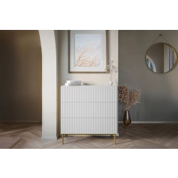 Komoda z szufladami Nicole 100 cm - biały mat / złote nóżki