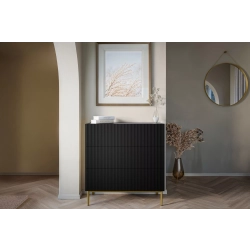 Komoda z szufladami Nicole 100 cm - czarny mat / złote nóżki