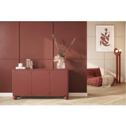 Komoda Sonatia II 150 cm trzydrzwiowa na nogach kulach - burgund