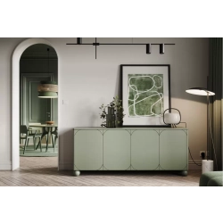 Komoda czterodrzwiowa Sonatia II 200 cm na nogach kulach - oliwka
