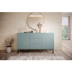 Komoda Nicole 150 cm z szufladami i półkami - szałwia / czarne nóżki - Limitowana oferta