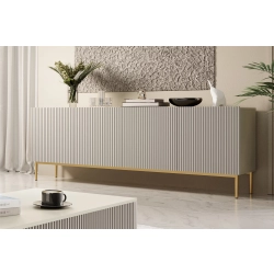 Komoda Nicole 200 cm na metalowych nogach - kaszmir / złote nóżki