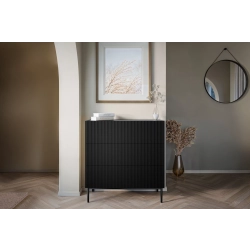 Komoda z szufladami Nicole 100 cm - czarny mat / czarne nóżki