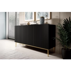 Komoda Nicole 150 cm - czarny mat / złote nóżki