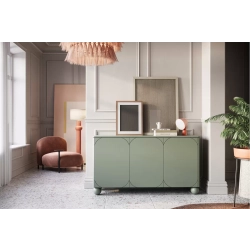 Komoda Sonatia II 150 cm trzydrzwiowa na nogach kulach - oliwka