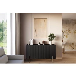 Komoda Malmi 150 cm - czarny mat / złote nóżki