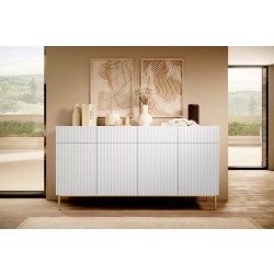 Komoda z szufladami Nicole 200 cm - biały mat / złote nóżki