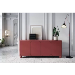 Komoda Sonatia II 200 cm czterodrzwiowa na nogach kulach - burgund