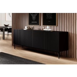 Komoda Nicole 200 cm z metalowymi nogami- czarny mat / czarne nóżki