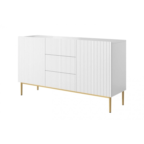 Komoda z szufladami Nicole 150 cm - biały mat / złote nóżki