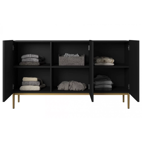 Komoda Nicole 150 cm - czarny mat / złote nóżki