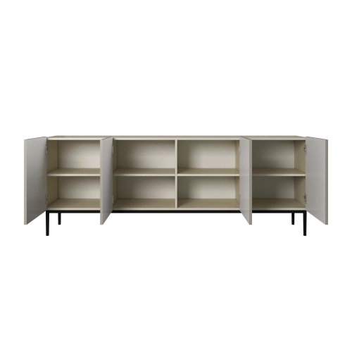 Komoda Nicole 200 cm na metalowych nogach - kaszmir / czarne nóżki