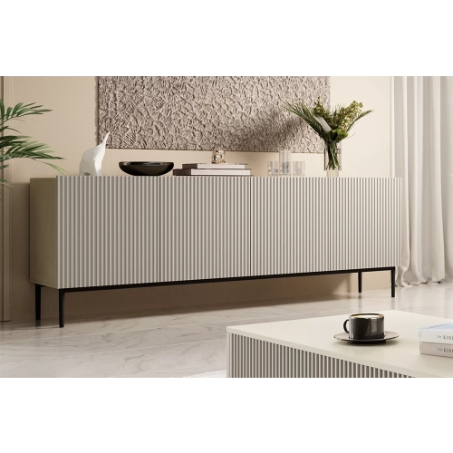 Komoda Nicole 200 cm na metalowych nogach - kaszmir / czarne nóżki