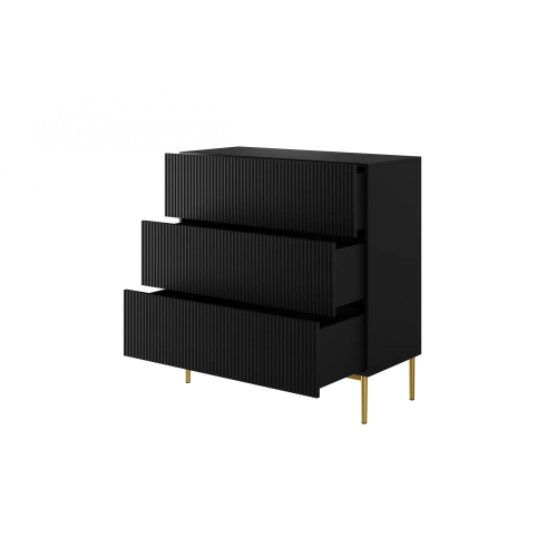 Komoda z szufladami Nicole 100 cm - czarny mat / złote nóżki