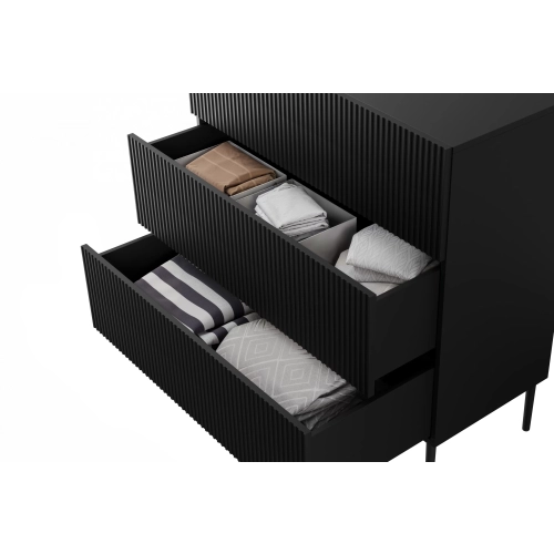 Komoda z szufladami Nicole 100 cm - czarny mat / czarne nóżki