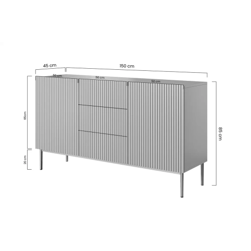 Komoda Nicole 150 cm z szufladami i półkami - granat / czarne nóżki - Limitowana oferta