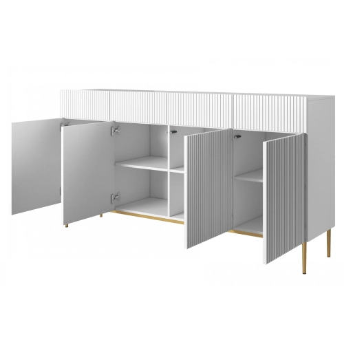 Komoda z szufladami Nicole 200 cm - biały mat / złote nóżki