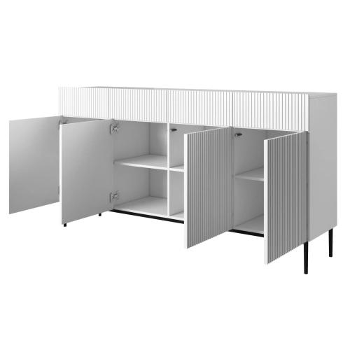 Komoda z szufladami Nicole 200 cm - biały mat / czarne nóżki