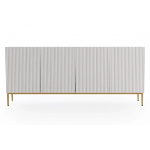 Komoda Nicole 200 cm na metalowych nogach - biały mat / złote nóżki