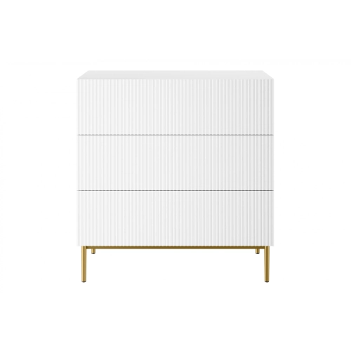 Komoda z szufladami Nicole 100 cm - biały mat / złote nóżki