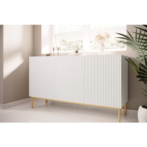 Komoda Nicole 150 cm - biały mat / złote nóżki