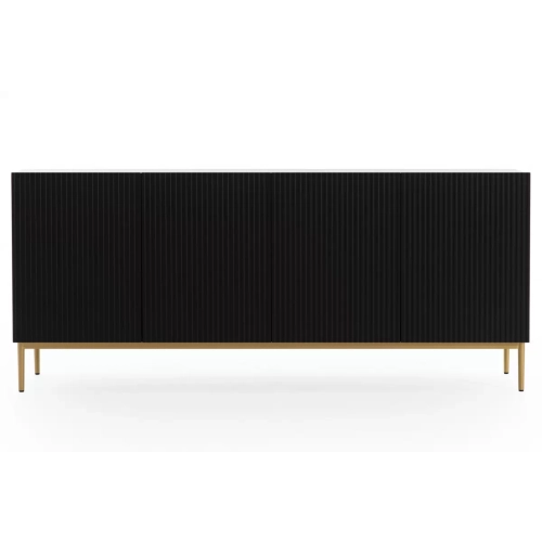 Komoda Nicole 200 cm - czarny mat / złote nóżki